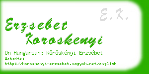 erzsebet koroskenyi business card